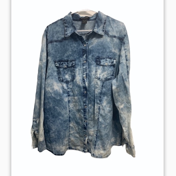 Ashley Stewart Tops - Ashley Stewart Acid Wash Button Down shirt